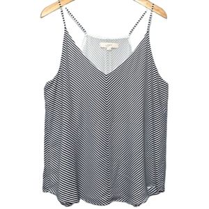 LOFT Black and White Striped Cami Top